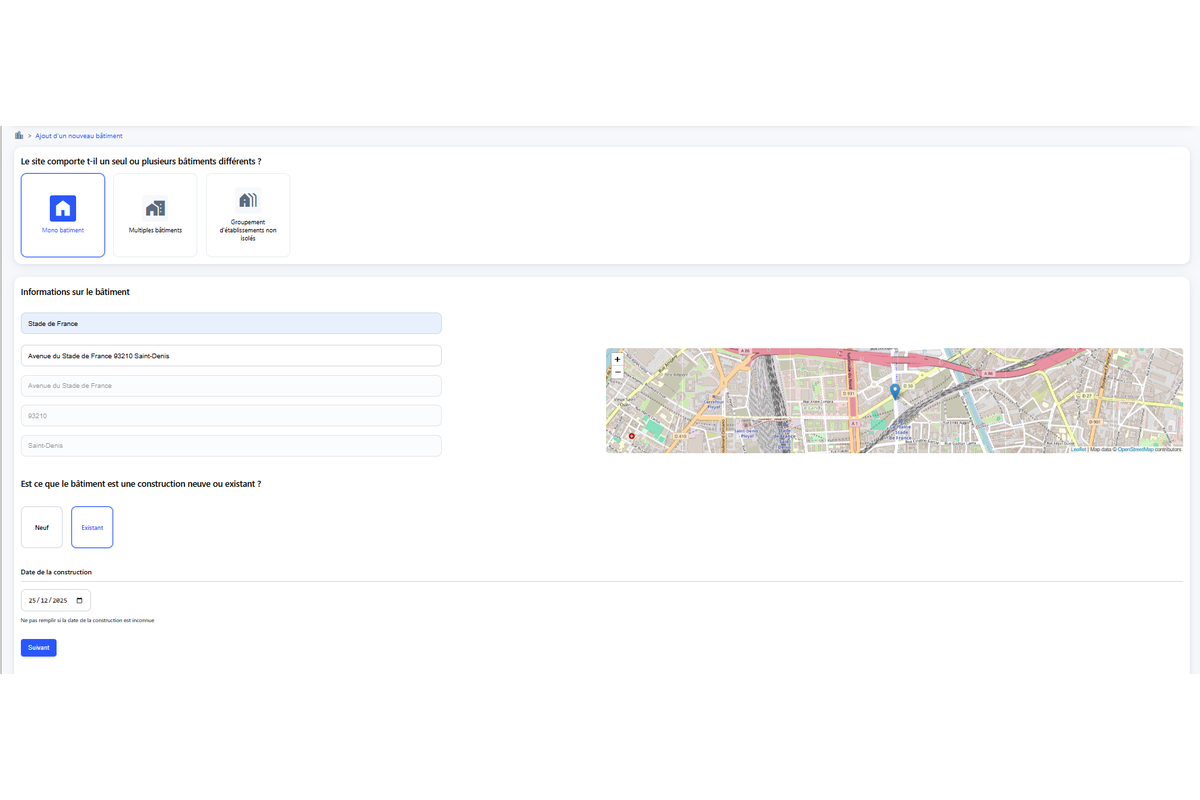 Capture d'écran : Création de compte